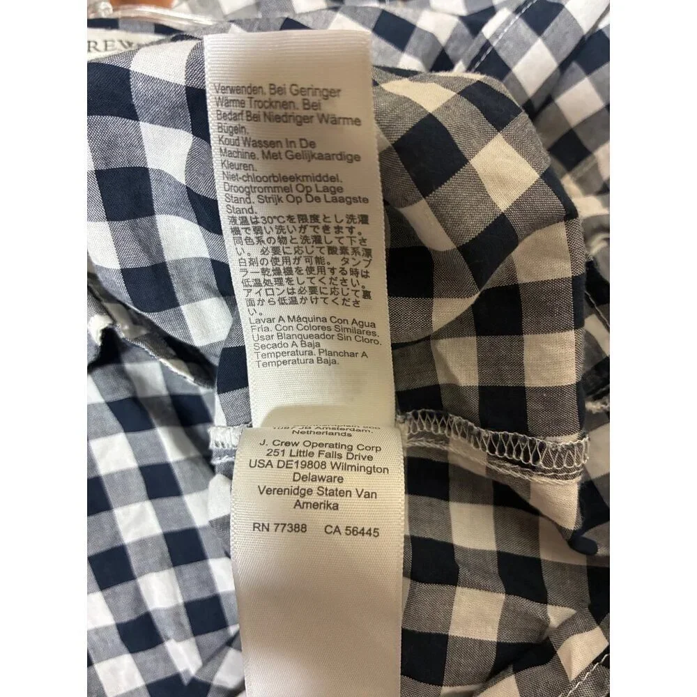 J. Crew Button Up Blouse Business Casual Buffalo Check Office Black Size XL